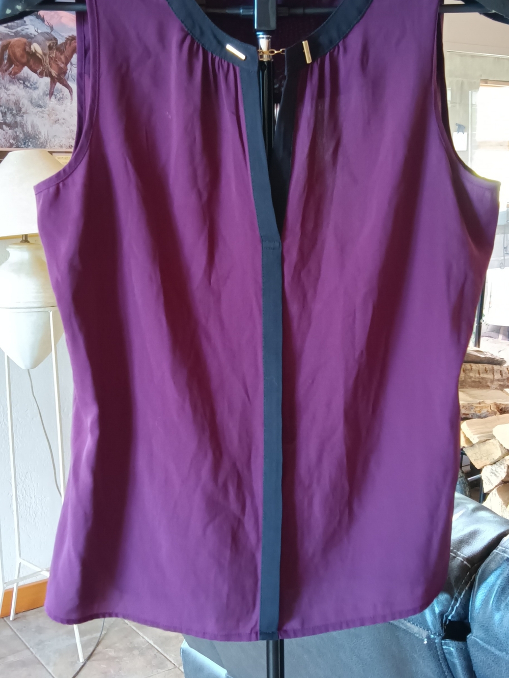Calvin Klein Purple Sleeveless Camisole with Black Trim